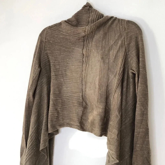 Anthropologie Moth Taupe Brown Lightweight Open Front Waterfall Cardigan Size M - Picture 9 of 11